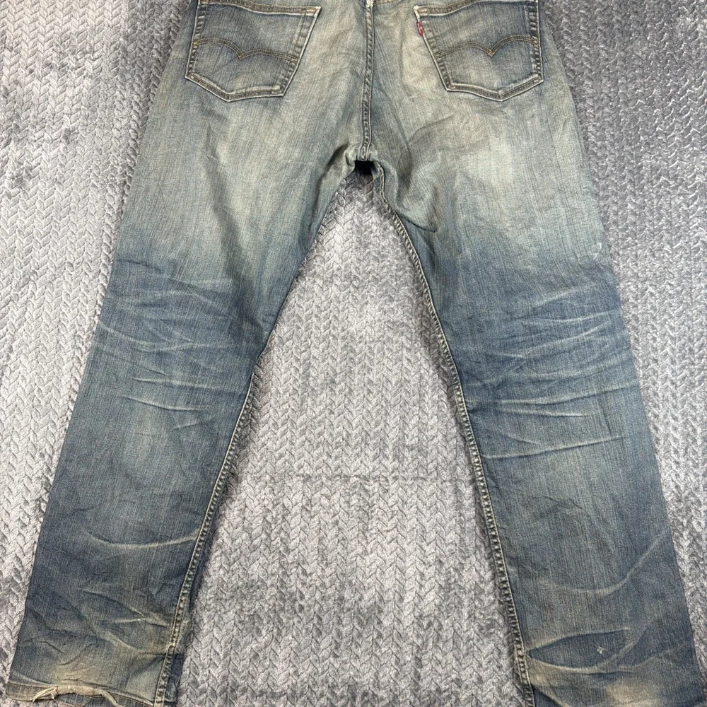 Levis 504 Jeans Adult 34x32 Blue Red Tab Denim Medium Wash Straight Distressed‎